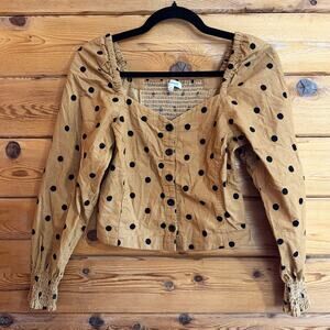 Madewell Corduroy Sweetheart Polka Dot Top 00